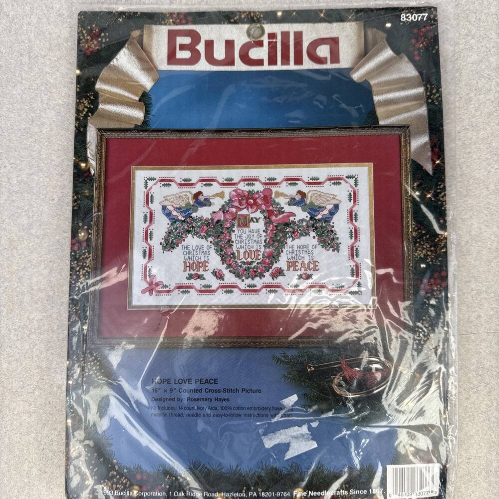 Vintage Bucilla Hope Love Peace Cross Stitch Kit  #83077‎